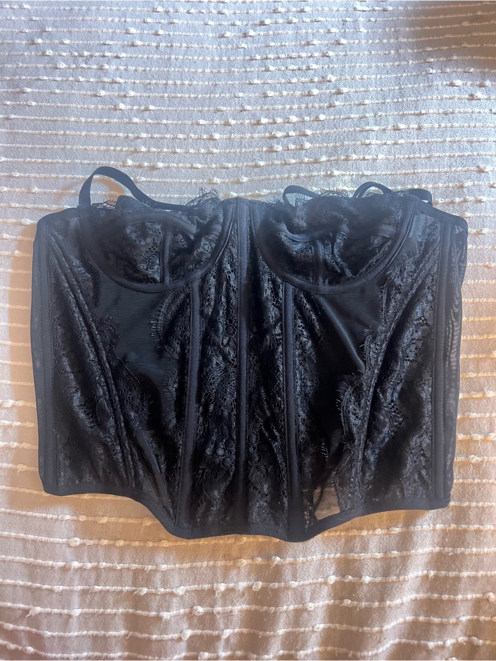 Amazon Black Lace Bustier Crop Top